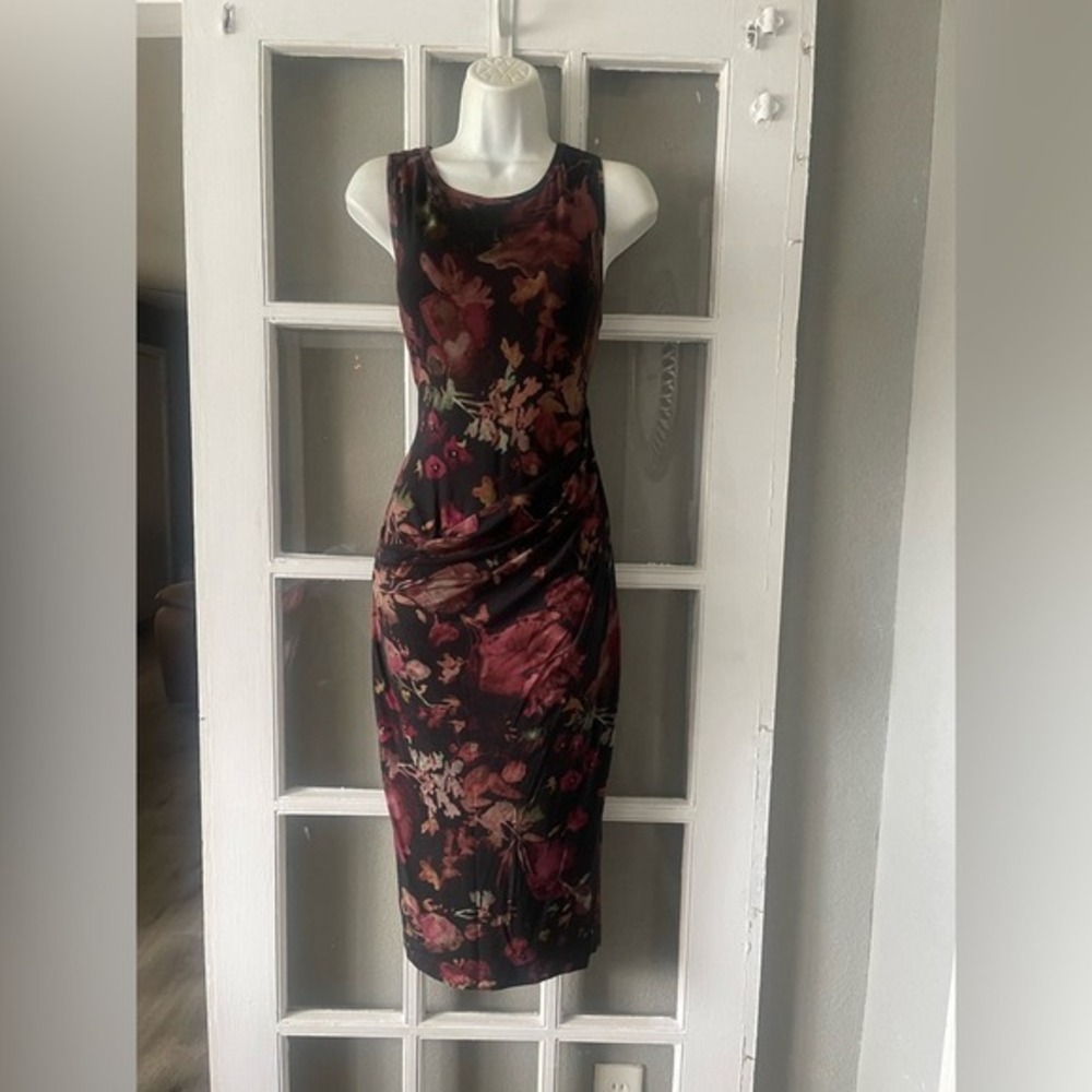 Peruvian Connection Floral Midi Ruched Dress